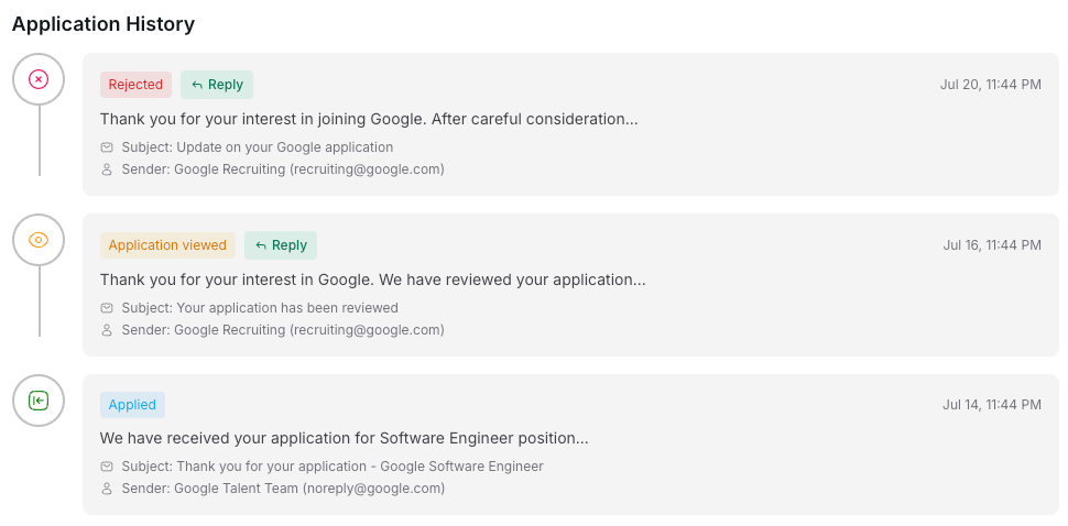Application History